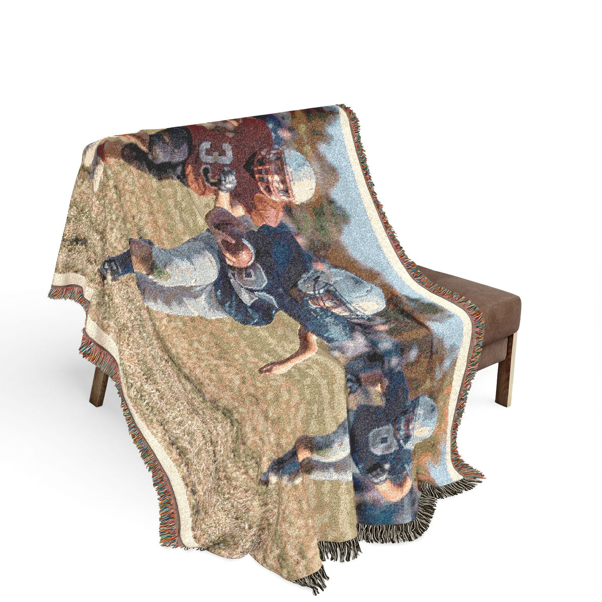 Personalized Football Photo Woven Blanket